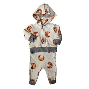 Monica + Andy White Infant Pizza Hoodie Sweatsuit Size 0-3 Months